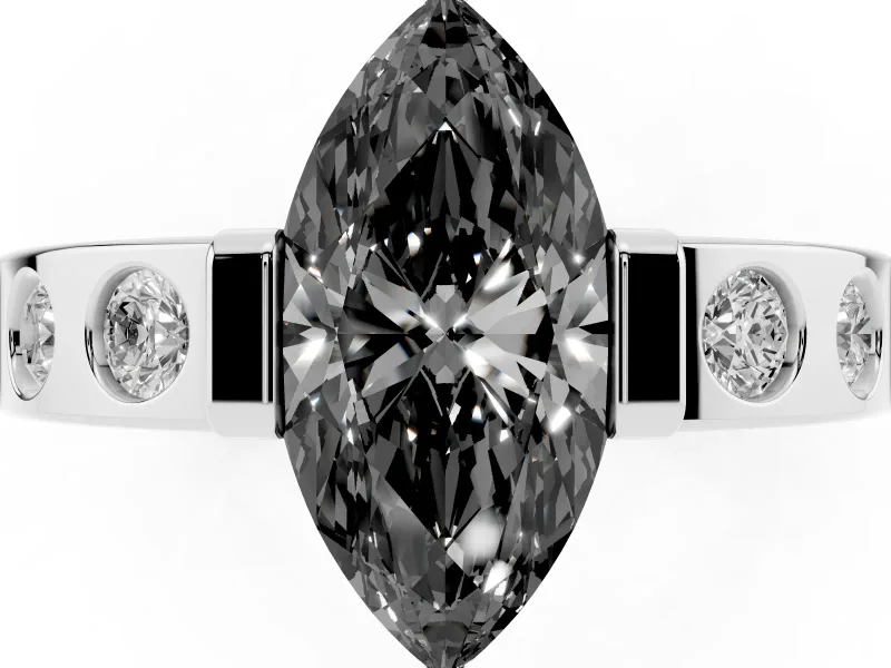 Marquise Tension Style Engagement Ring Setting for a Black Center | Sterling Silver
