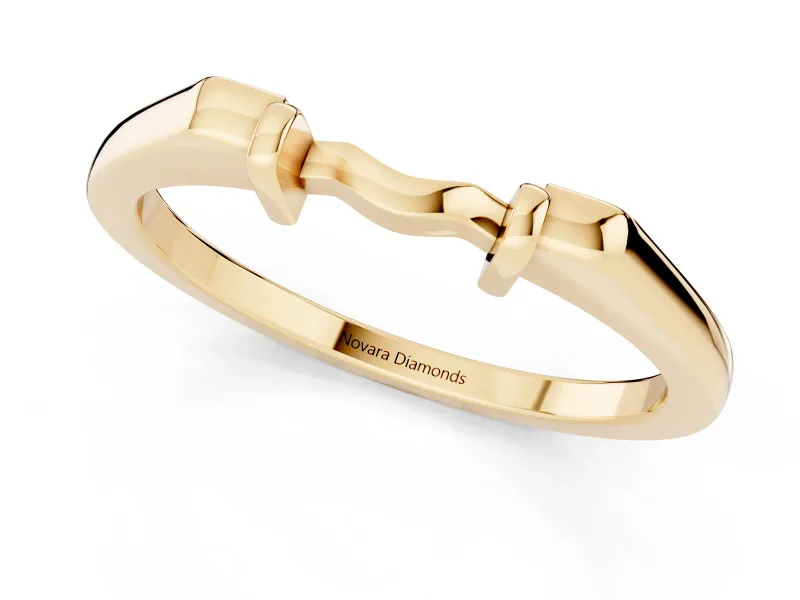 Notched Contour Wedding Band | Squared Collars and Wavy Bridge | Yellow Gold