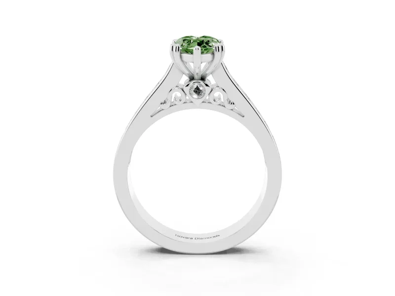 Marquise Channel Set Solitaire Engagement Ring Setting for a Fancy Green Lab-Grown Diamond | Princess Channel | Platinum