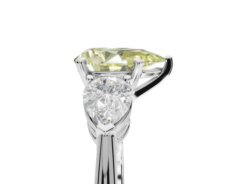 Pear-Shaped 3-Stone Engagement Ring Setting for a Fancy Yellow Lab-Grown Diamond | Platinum