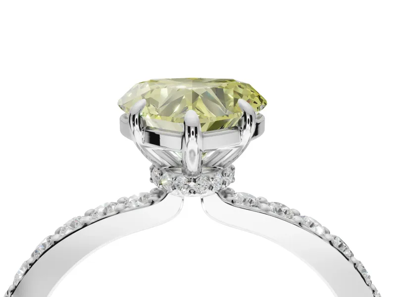 Heart-Shaped Pavé Engagement Ring Setting for a Fancy Yellow Lab-Grown Diamond | White Gold - Design NV-24928