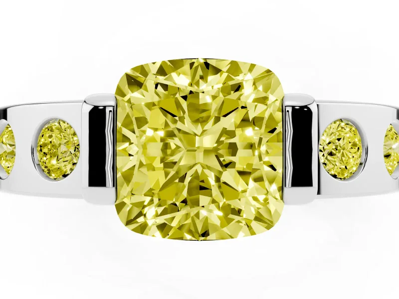 Cushion Cut Tension Style Engagement Ring Setting for a Fancy Yellow Lab-Grown Diamond | Sterling Silver