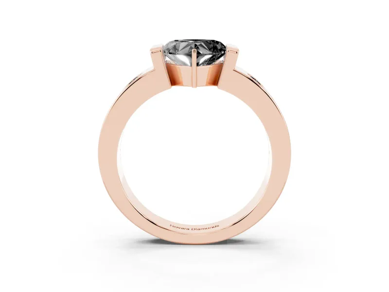 Heart-Shaped Tension Style Engagement Ring Setting for a Black Center | Rose Gold