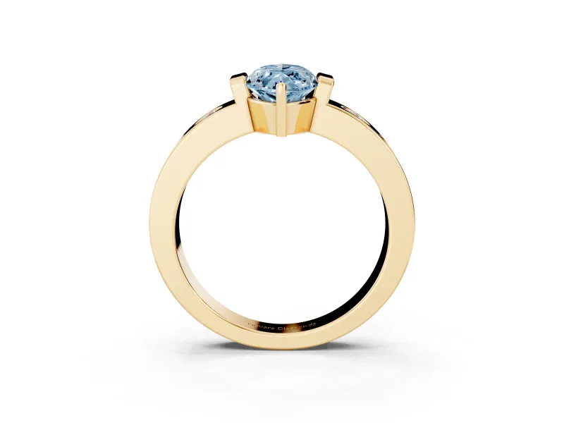 Marquise Tension Style Engagement Ring Setting for a Fancy Blue Lab-Grown Diamond | Yellow Gold