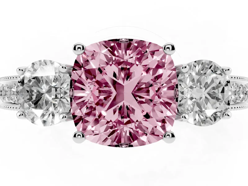 Cushion Cut Engagement Ring Setting for a Fancy Pink Lab-Grown Diamond | Sterling Silver - Design NV-24907