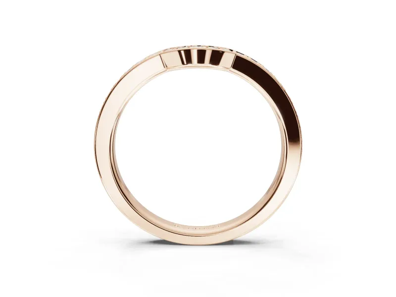 Round Lab-Grown Diamond Pavé Contour Wedding Band | Raised Rails | Rose Gold