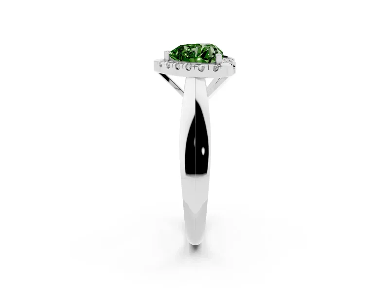 Heart-Shaped Halo Engagement Ring Setting for a Fancy Green Lab-Grown Diamond | Square Profile Band | Platinum