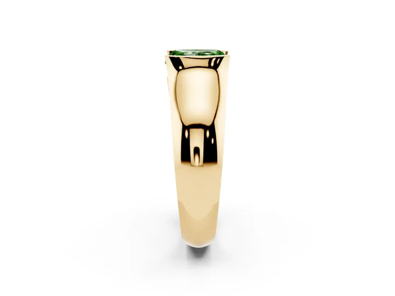Radiant Cut Half Bezel Solitaire Engagement Ring Setting for a Fancy Green Lab-Grown Diamond | Wide Band | Yellow Gold