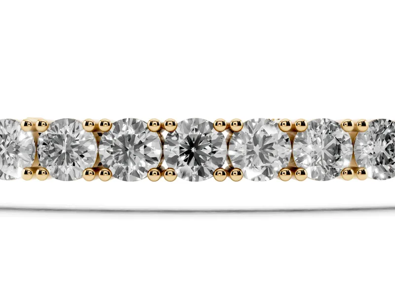 Round Lab-Grown Diamond Slim Tennis Bracelet | Box Clasp with Safety Latch | Yellow Gold