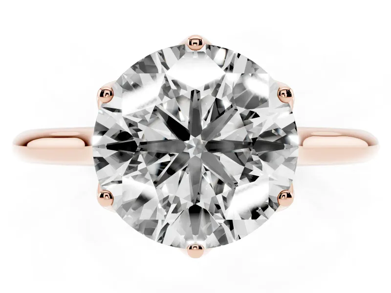 Round Cut Diamond Solitaire Cathedral Ring Set in Rose gold with Prong Setting