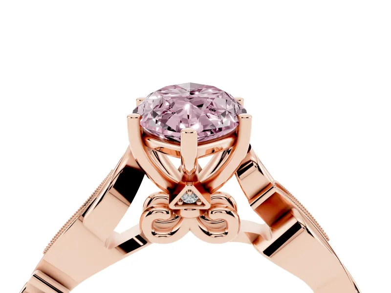 Marquise Vine Engagement Ring Setting for a Fancy Pink Lab-Grown Diamond | Rose Gold