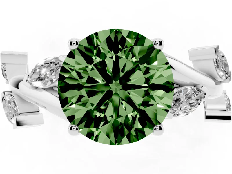 Round Twisted Vine Engagement Ring Setting for a Fancy Green Lab-Grown Diamond | Platinum