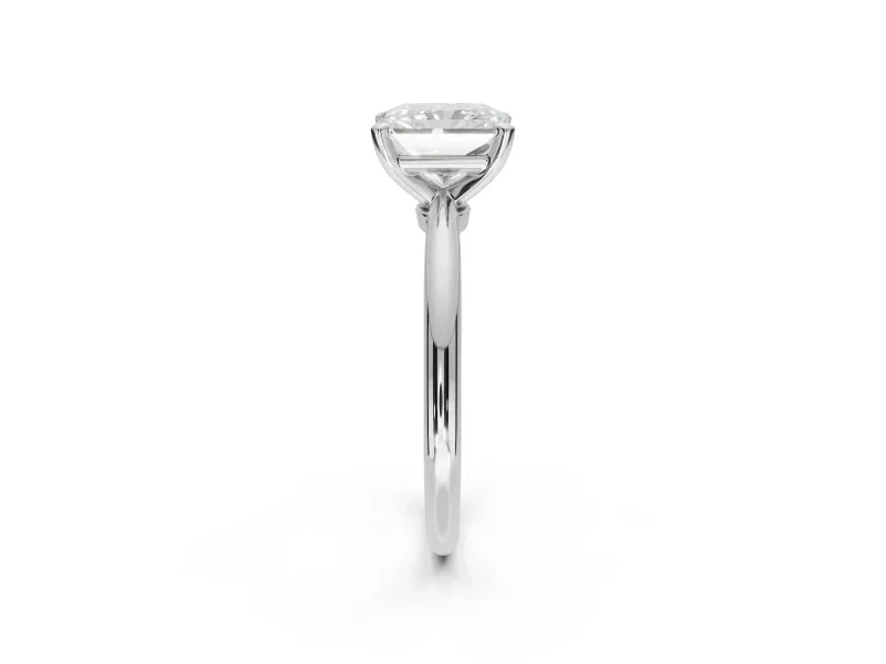 Radiant Cut Solitaire Engagement Ring Setting | Tapered Plain Band | Sterling Silver