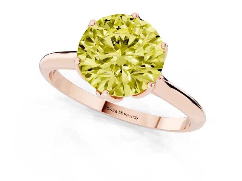 Round Cathedral Solitaire Engagement Ring Setting for a Fancy Yellow Lab-Grown Diamond | Tulip Gallery | Rose Gold
