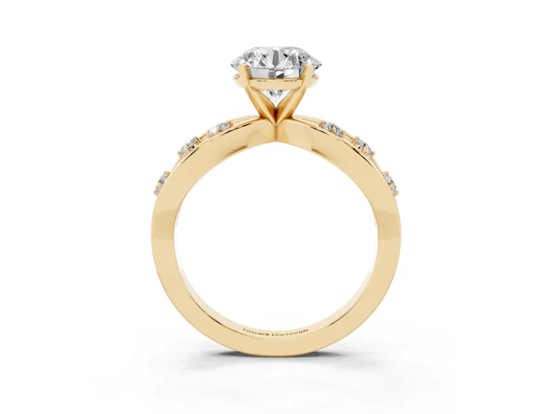Round Open Loop Engagement Ring Setting | Scattered Accents | Yellow Gold