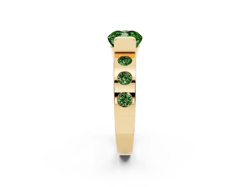 Cushion Cut Tension Style Engagement Ring Setting for a Fancy Green Lab-Grown Diamond | Yellow Gold