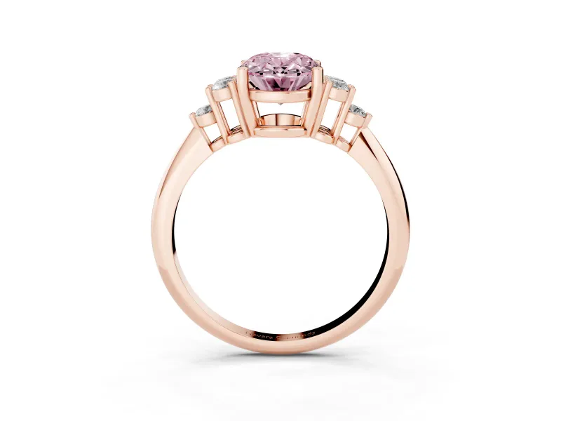 Oval Cluster Accent Engagement Ring Setting for a Fancy Pink Lab-Grown Diamond | Rose Gold