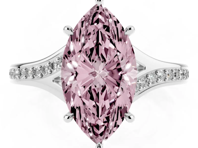 Marquise Pave Engagement Ring Setting for a Fancy Pink Lab-Grown Diamond | Sterling Silver - Design NV-24822