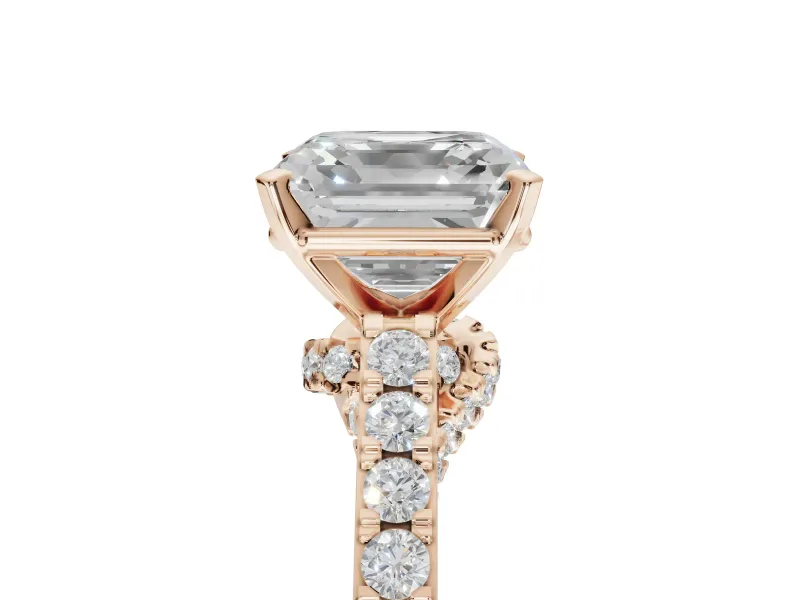 Asscher Cut Pavé Solitaire Engagement Ring Setting | Crossover Gallery | Rose Gold