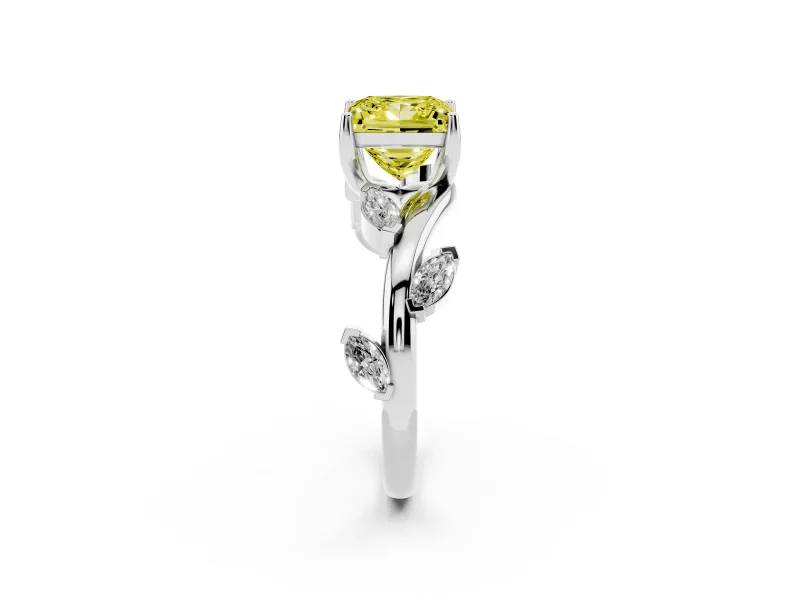 Princess Cut Twisted Vine Engagement Ring Setting for a Fancy Yellow Lab-Grown Diamond | Platinum