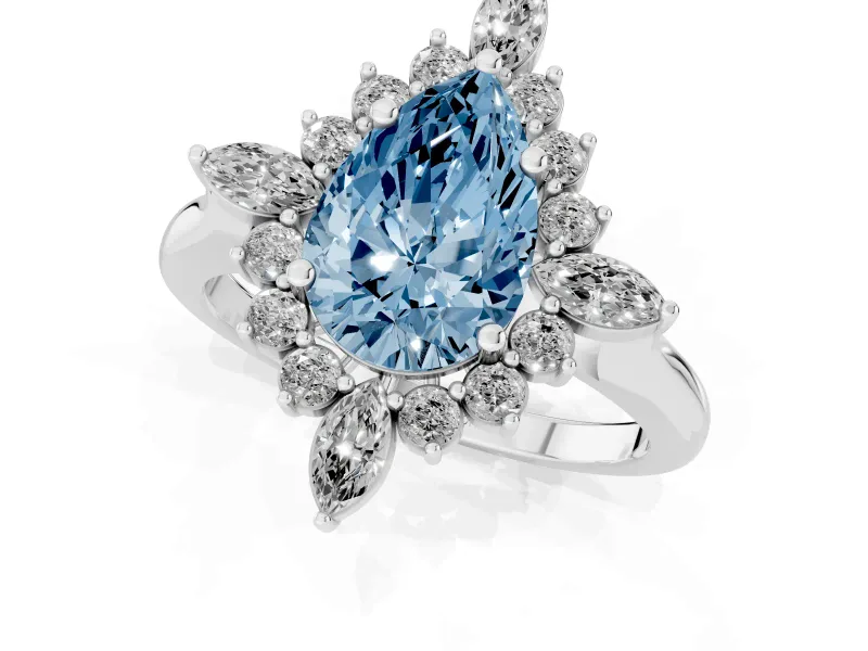 Pear-Shaped Engagement Ring Setting for a Fancy Blue Lab-Grown Diamond | Platinum - Design NV-24790