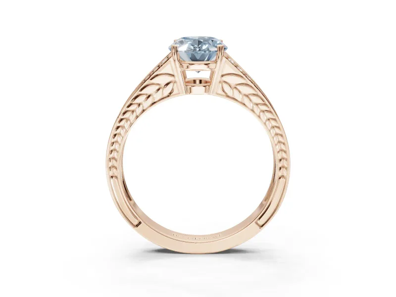 Oval Split Shank Pavé Engagement Ring Setting for a Fancy Blue Lab-Grown Diamond | Rose Gold