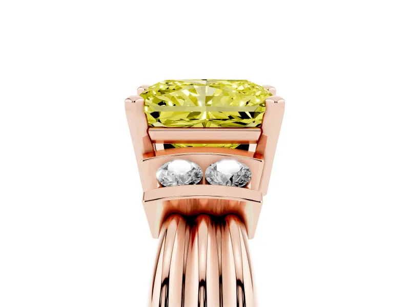 Radiant Cut Bar-Set Engagement Ring Setting for a Fancy Yellow Lab-Grown Diamond | Rose Gold