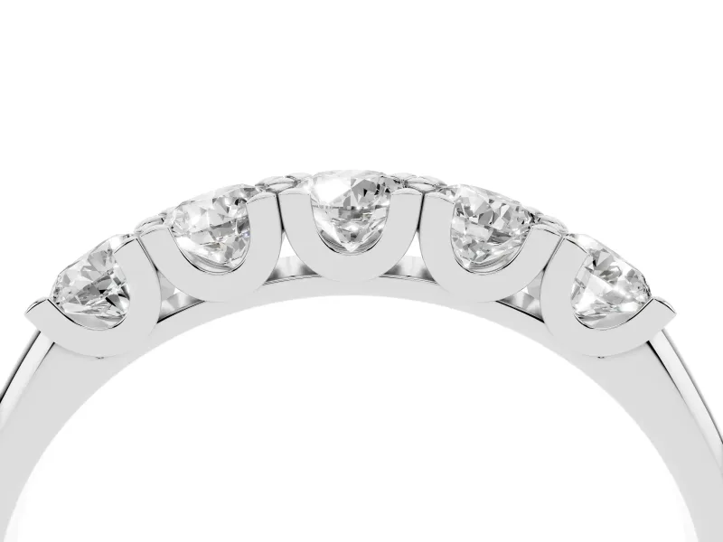 Round Diamond Channel Half Eternity Band Set in Platinum with Shared Prongs
