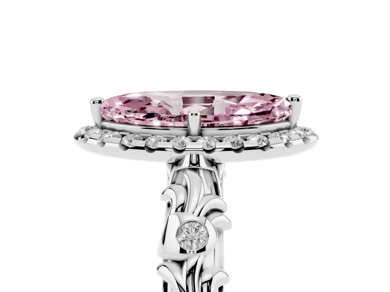 Marquise Leaf Halo Engagement Ring Setting for a Fancy Pink Lab-Grown Diamond | Platinum