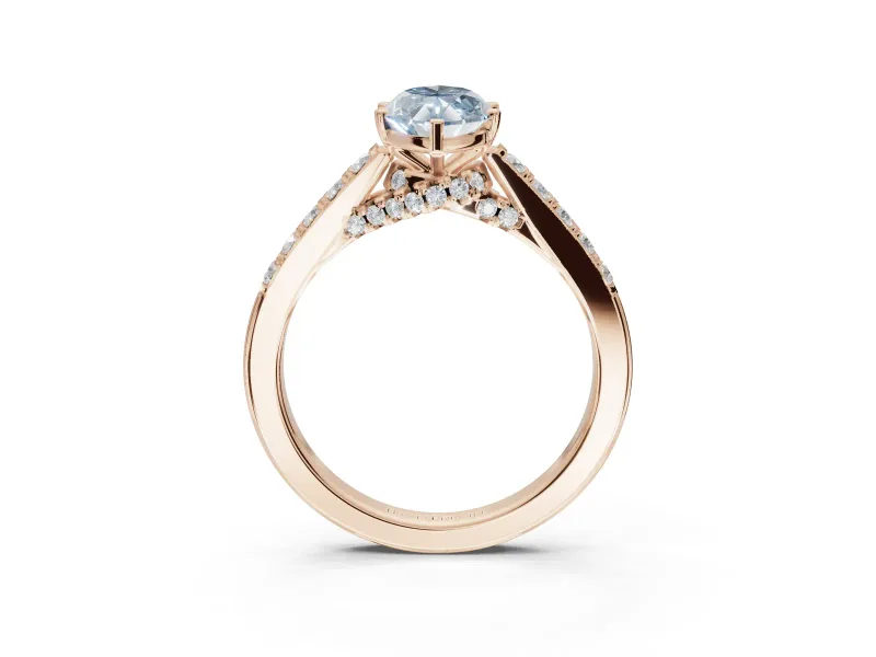 Marquise Pavé Solitaire Engagement Ring Setting for a Fancy Blue Lab-Grown Diamond | Crossover Gallery | Rose Gold