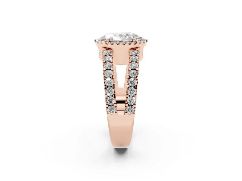 Oval Halo Split Shank Engagement Ring Setting | Pavé Strands | Rose Gold