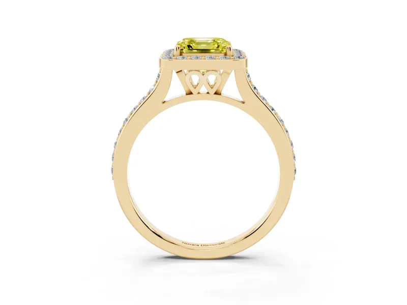 Asscher Cut Halo Engagement Ring Setting for a Fancy Yellow Lab-Grown Diamond | Yellow Gold - Design NV-24729