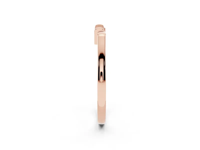 Notched Contour Wedding Band | Squared Collars and Wavy Bridge | Rose Gold