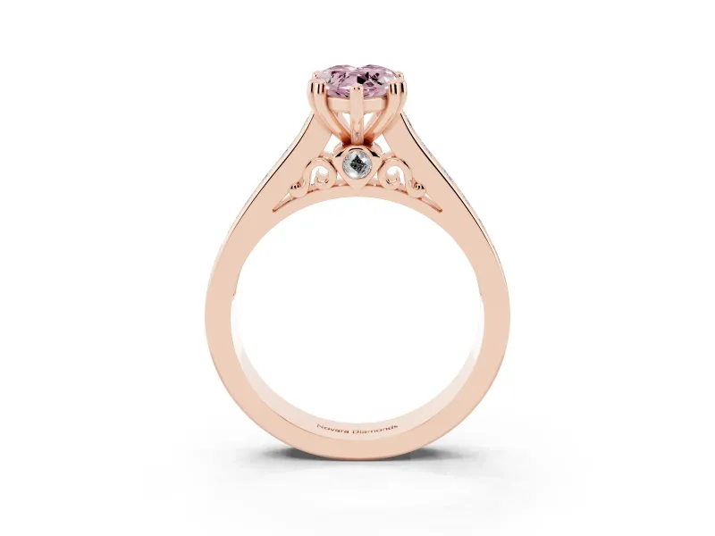 Marquise Channel Set Solitaire Engagement Ring Setting for a Fancy Pink Lab-Grown Diamond | Princess Channel | Rose Gold