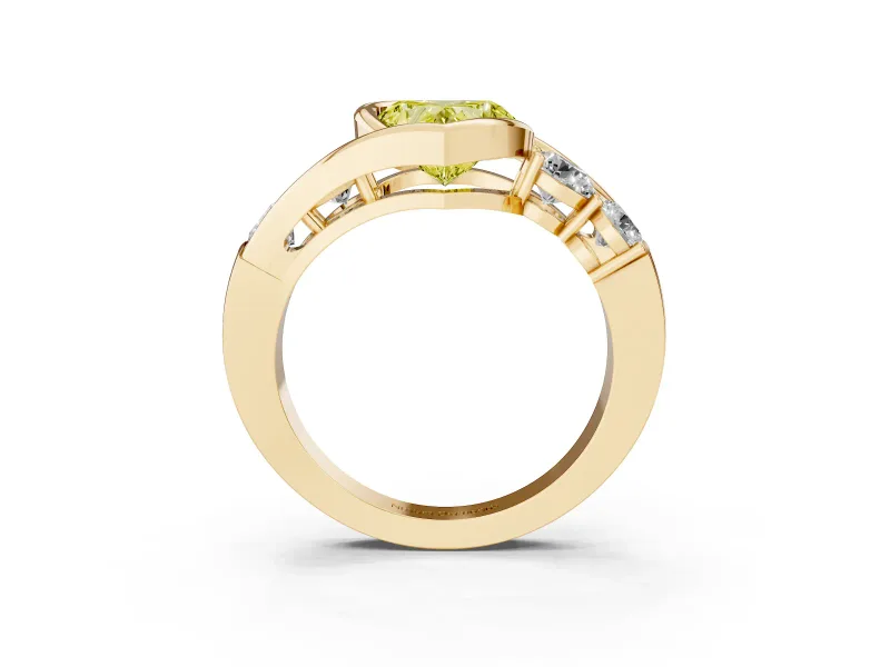 Heart-Shaped Bezel Bypass Engagement Ring Setting for a Fancy Yellow Lab-Grown Diamond | Yellow Gold