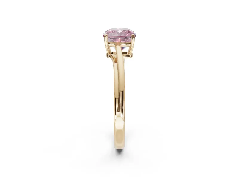 Cushion Cut Bypass Solitaire Engagement Ring Setting for a Fancy Pink Lab-Grown Diamond | Yellow Gold