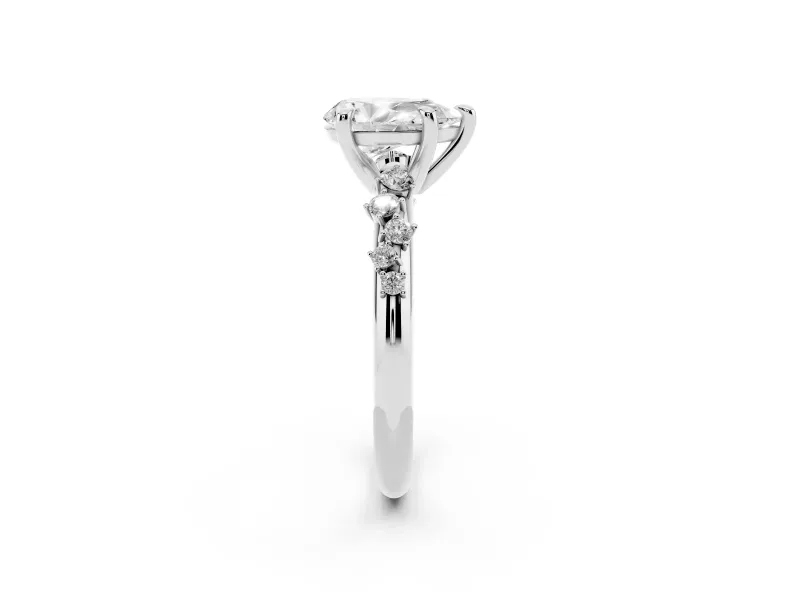 Pear-Shaped Graduated Accent Engagement Ring Setting | Scattered Shoulders | Sterling Silver