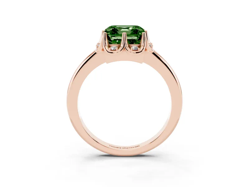 Asscher Cut Petal Halo Engagement Ring Setting for a Fancy Green Lab-Grown Diamond | Rose Gold