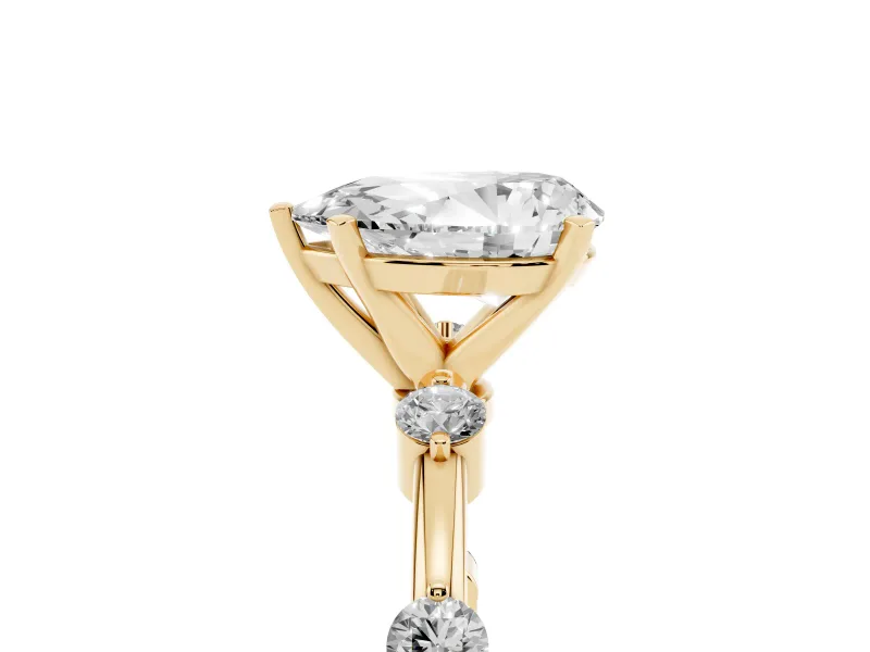 Pear-Shaped Bar Set Engagement Ring Setting | Spaced Side Stones | Yellow Gold