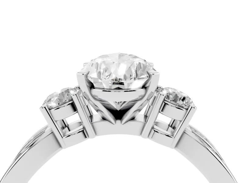 Three-Stone Pear Cut Diamond Twist Band Ring Set in White gold with Pavé Accents and Prong Setting