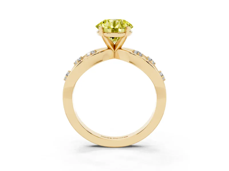 Round Loop Engagement Ring Setting for a Fancy Yellow Lab-Grown Diamond | Yellow Gold