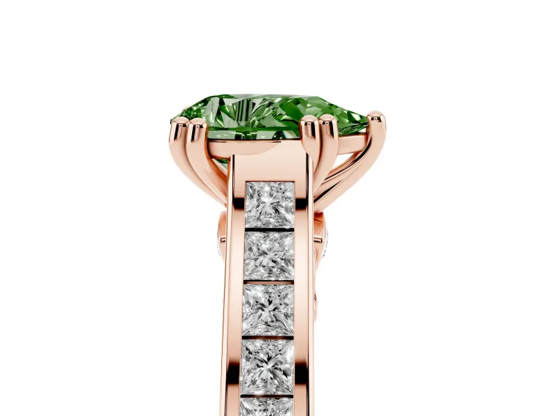 Pear-Shaped Channel Engagement Ring Setting for a Fancy Green Lab-Grown Diamond | Rose Gold - Design NV-24671