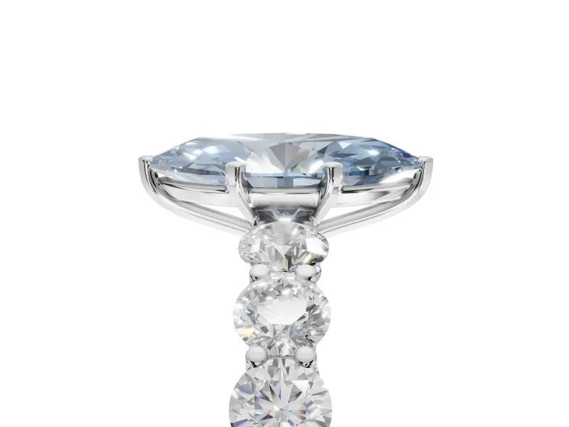 Marquise Engagement Ring Setting for a Fancy Blue Lab-Grown Diamond | Sterling Silver - Design NV-24455