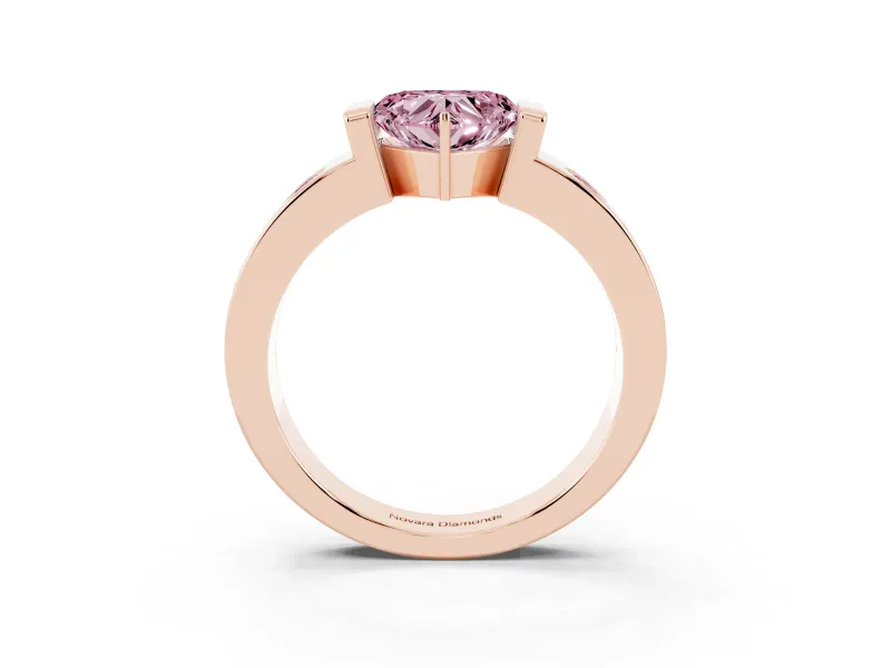 Heart-Shaped Tension Style Engagement Ring Setting for a Fancy Pink Lab-Grown Diamond | Rose Gold