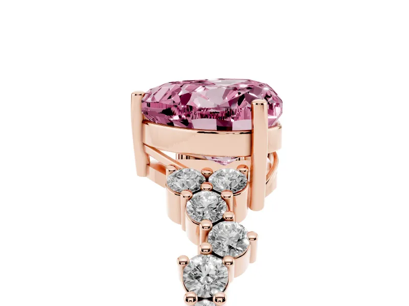 Heart-Shaped Scattered Accent Engagement Ring Setting for a Fancy Pink Lab-Grown Diamond | Rose Gold