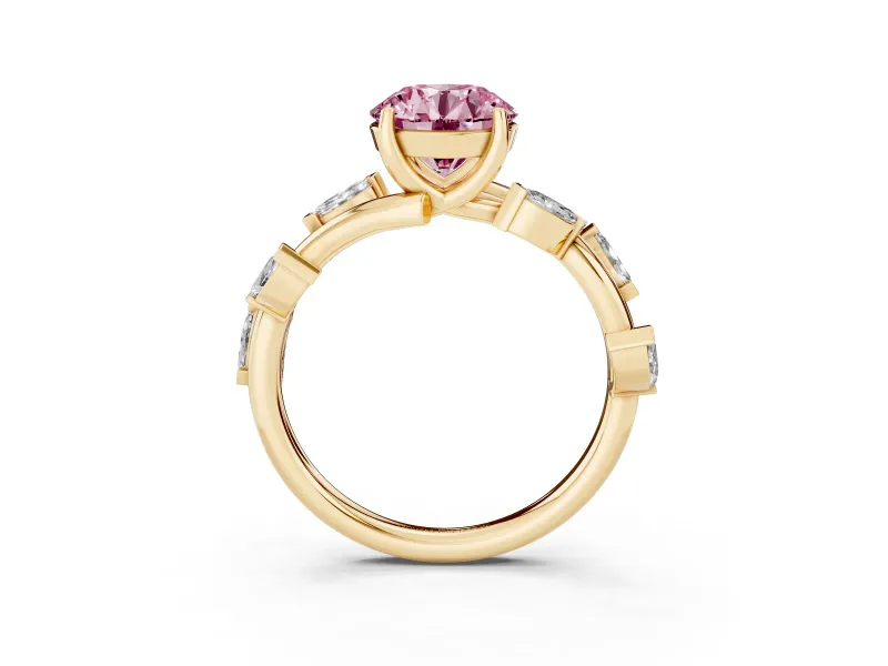 Round Twisted Vine Engagement Ring Setting for a Fancy Pink Lab-Grown Diamond | Yellow Gold