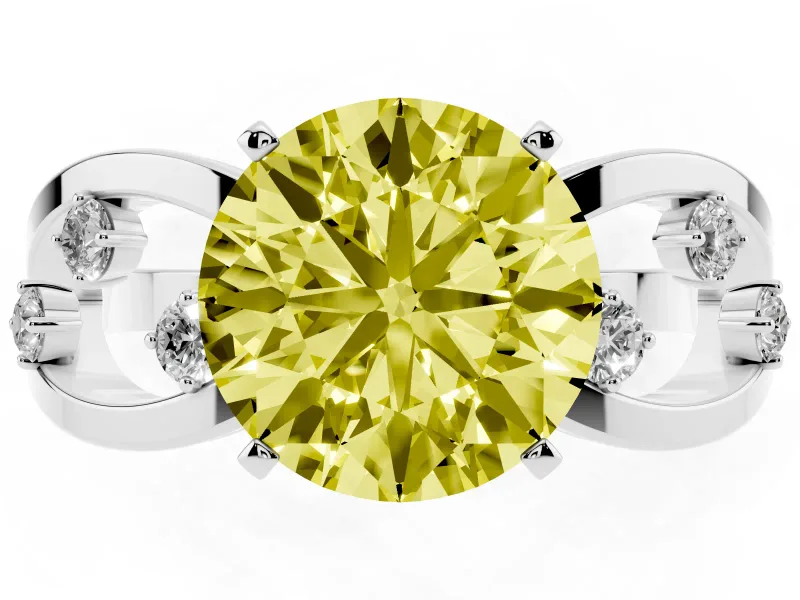 Round Loop Engagement Ring Setting for a Fancy Yellow Lab-Grown Diamond | Sterling Silver