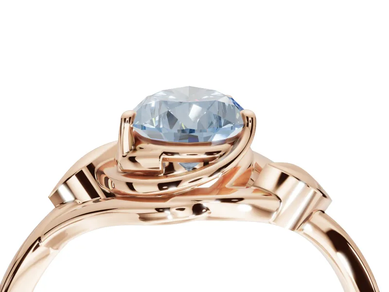 Pear-Shaped Bypass Solitaire Engagement Ring Setting for a Fancy Blue Lab-Grown Diamond | Rose Gold