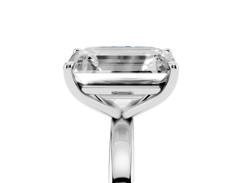 Fancy Blue Radiant Cut and Emerald Cut Toi Moi Ring Set in Silver with Prong Setting