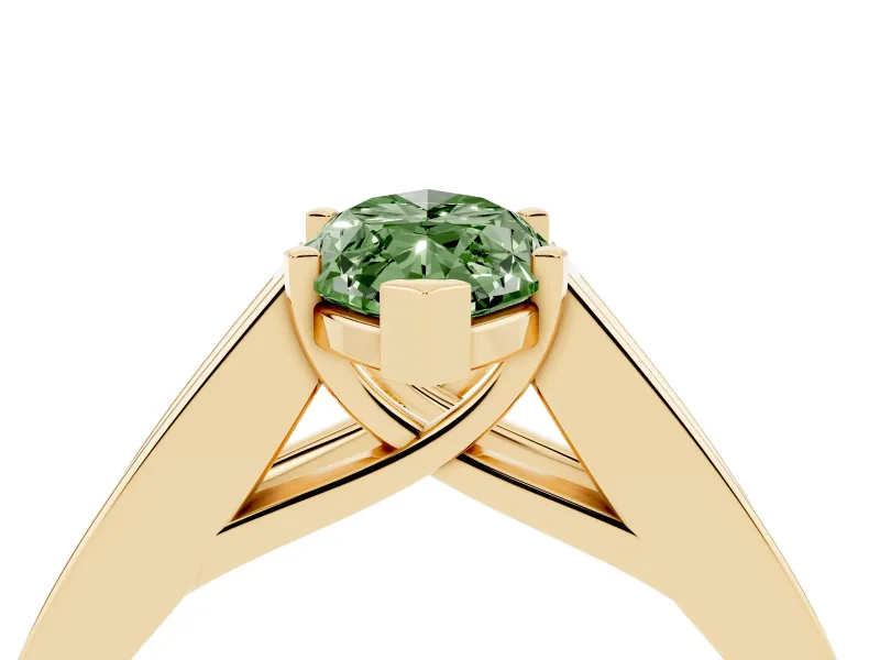 Marquise Channel-Set Engagement Ring Setting for a Fancy Green Lab-Grown Diamond | Yellow Gold